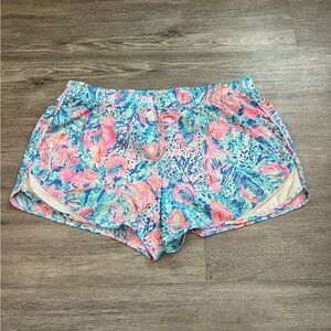 Lilly Pulitzer Luxletic 4” Ocean Trail Treasure Trove Running Shorts Sz XL